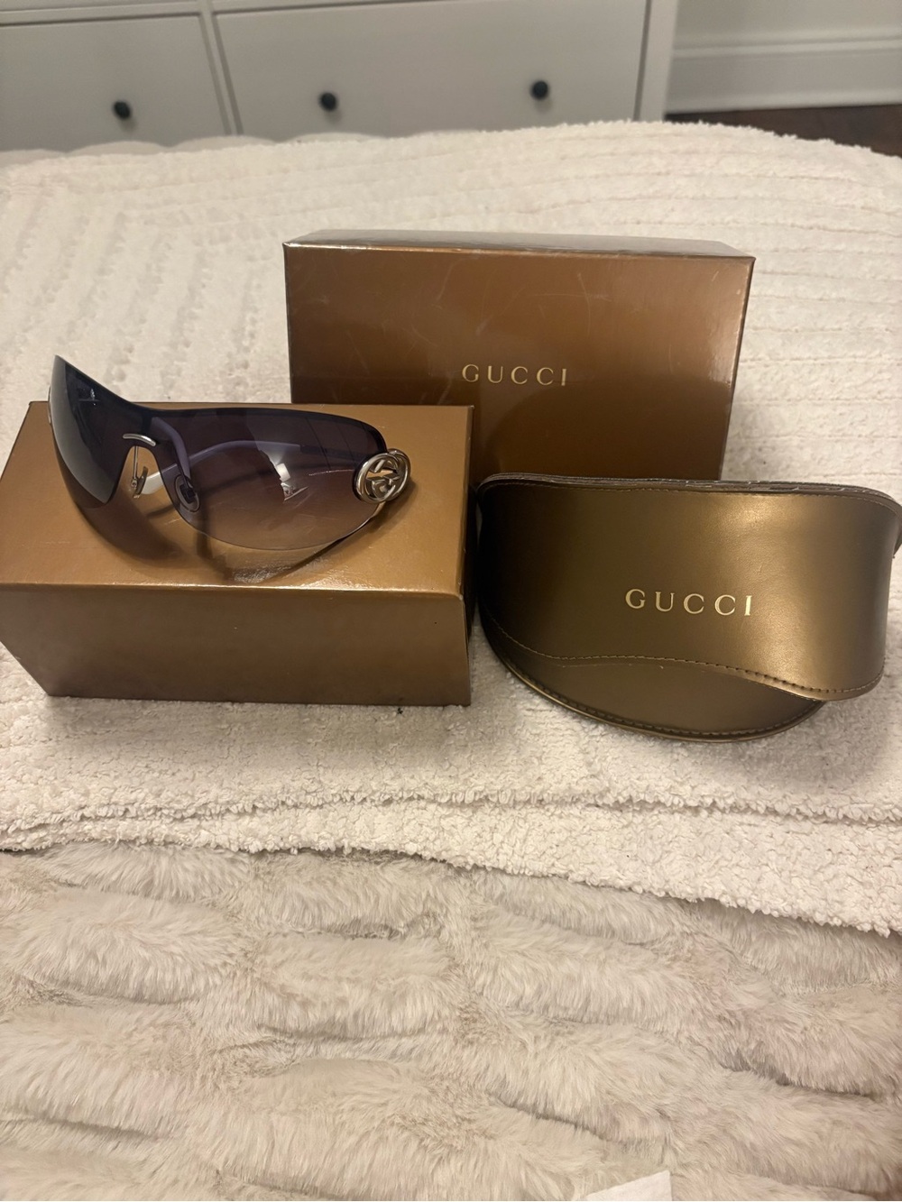 Gucci Women’s Shield Sunglasses in Gradient Brown